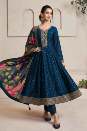 sky blue grace anarkali suit set