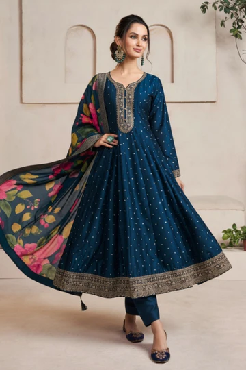 sky blue grace anarkali suit set