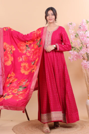ruby royale embroidered anarkali suit set